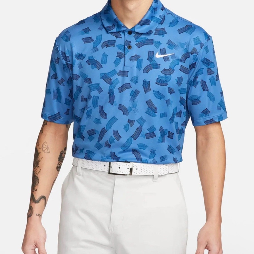 Nike Dri-FIT Tour Golf Polo Shirt Blue Rake Abstract Size XL $80